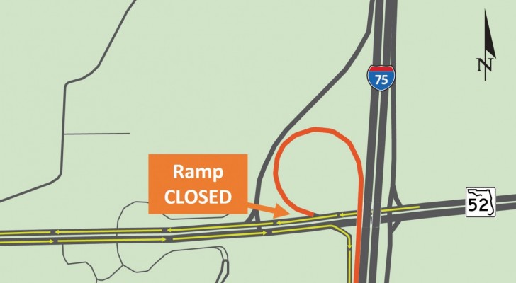 Westbound SR 52 entrance ramp onto southbound I-75 to be closed two nights